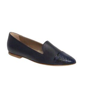 Attilio Giusti Leombruni (AGL) blue Leather Cap-toe Flats with snakeskin. Sz 7.5
